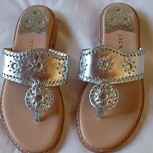 Jack Rogers Women's Metallic Silver Sandals Size 6.5